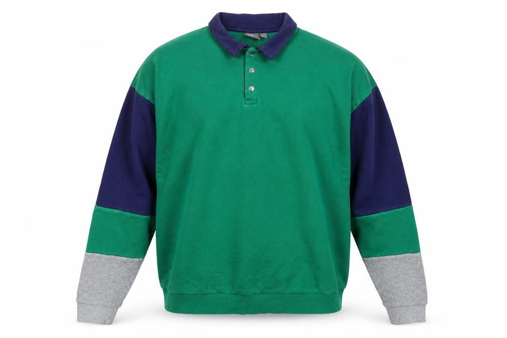 ASOS Men's Green Henley Sweatshirt L Knit Cotton