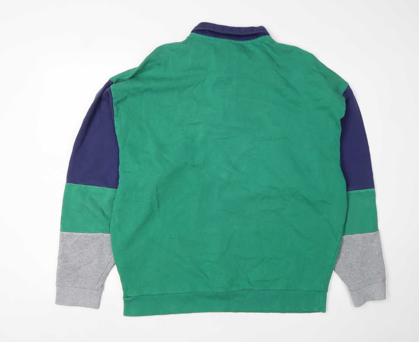 ASOS Men's Green Henley Sweatshirt L Knit Cotton