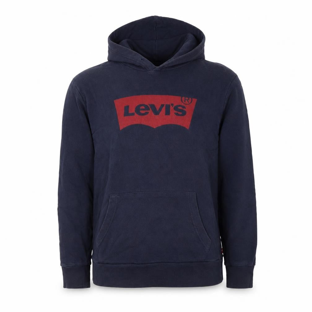 Front view of Levi's Men's Blue Pullover Hoodie M Logo Graphic