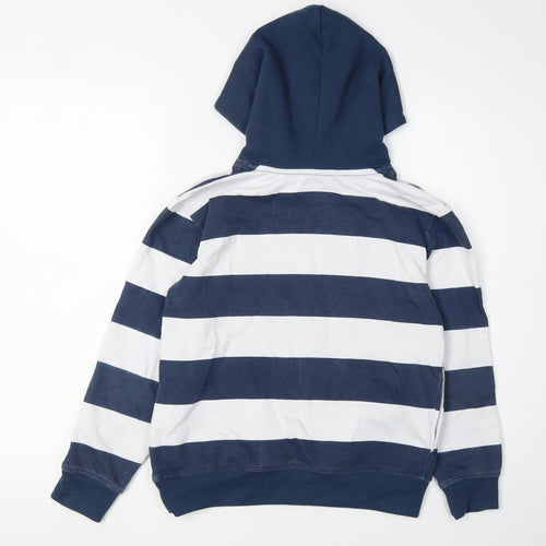 DKNY Boys Blue Striped Pullover Hoodie, Size 10