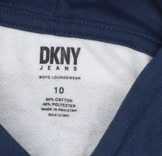 DKNY Boys Blue Striped Pullover Hoodie, Size 10