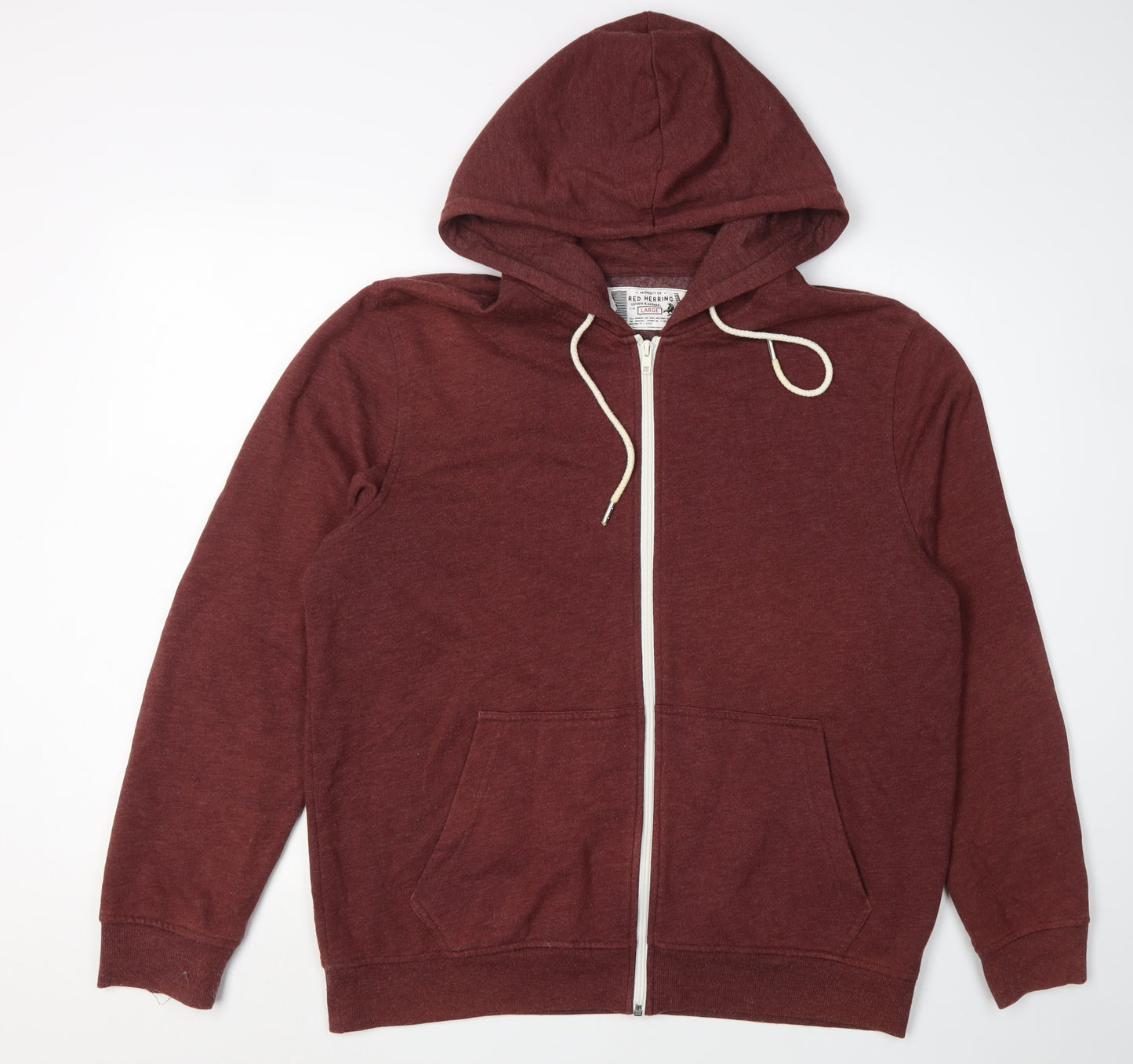 Red Herring Men's Red Full Zip Hoodie, Size L