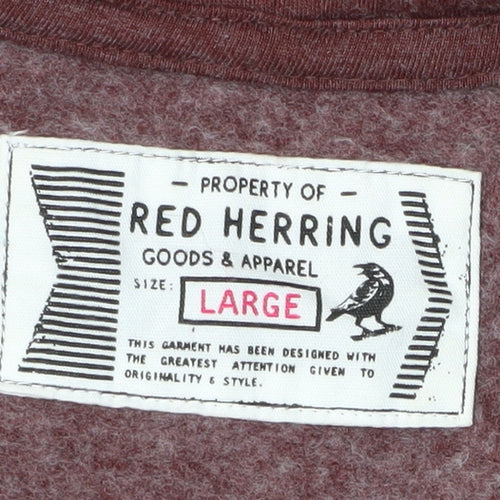 Red Herring Men's Red Full Zip Hoodie, Size L