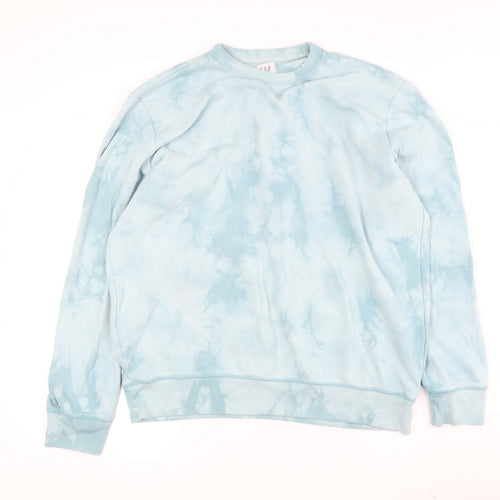 Gap Women's Light Blue Tie Dye Sweatshirt, L, Cotton Blend