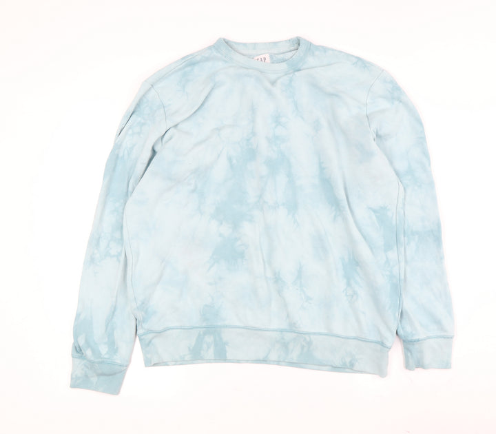 Gap Women's Light Blue Tie Dye Sweatshirt, L, Cotton Blend