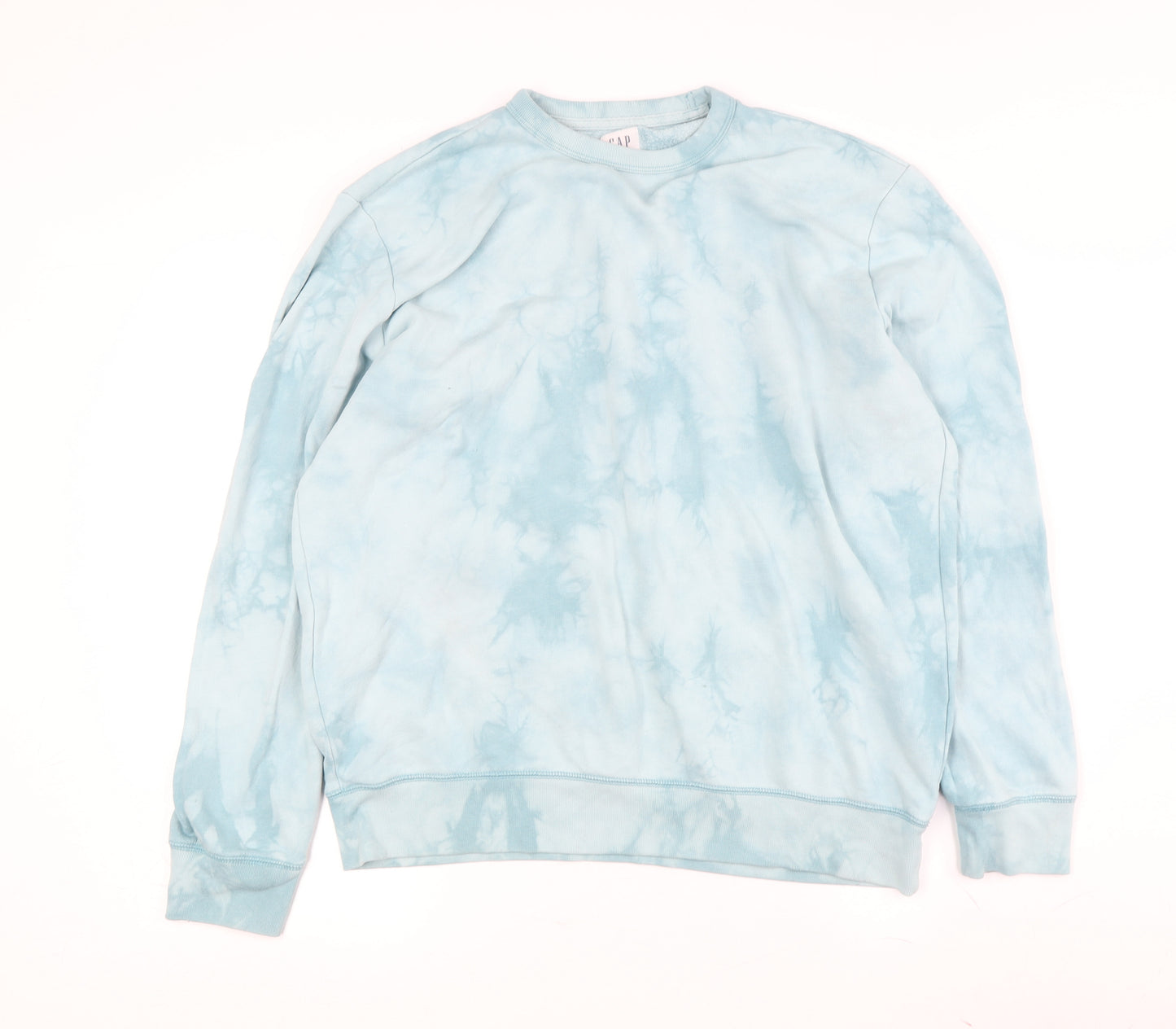 Gap Women's Light Blue Tie Dye Sweatshirt, L, Cotton Blend