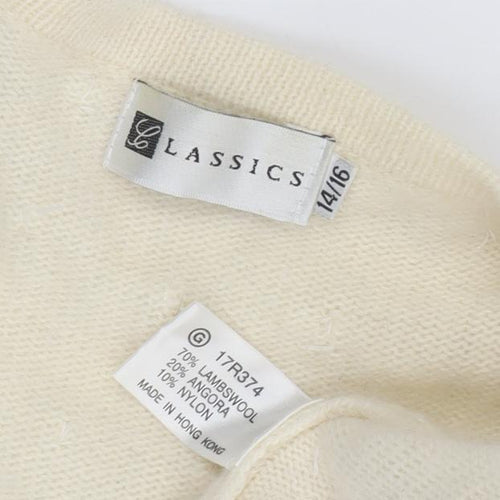 Classics Women Ivory Beaded Cardigan, 14 Plus, Wool Blend