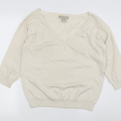 Banana Republic Women's Ivory V-Neck Pullover M