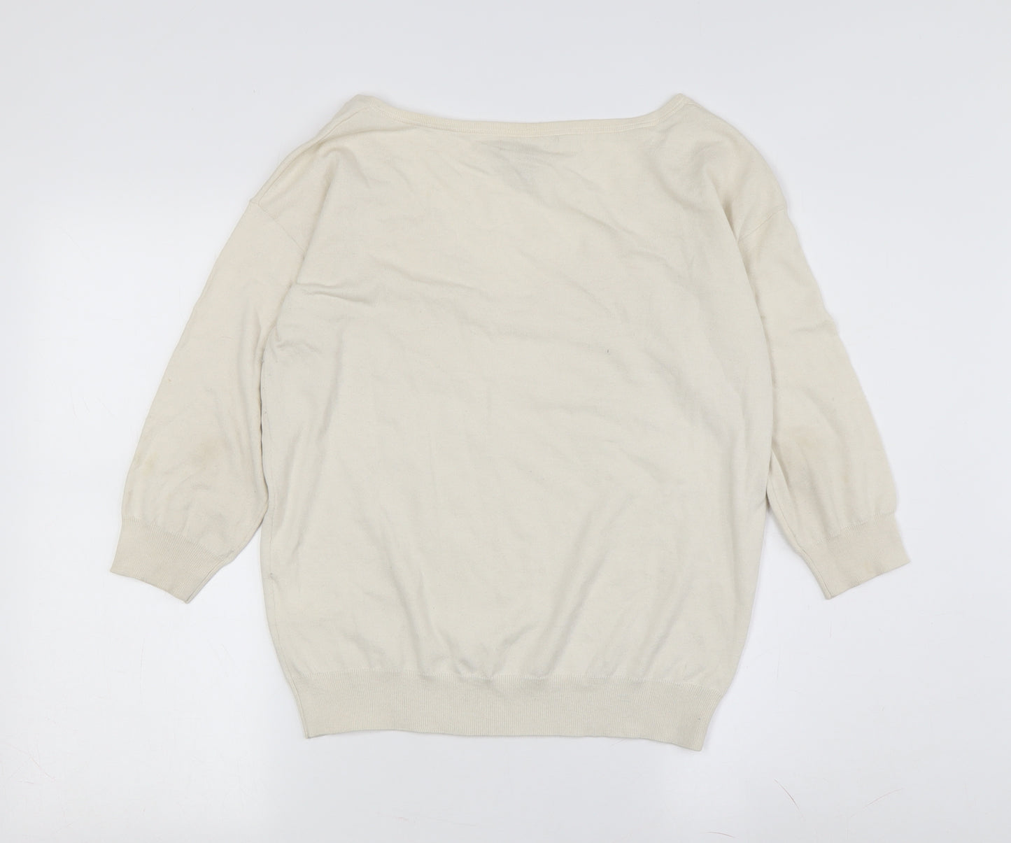 Banana Republic Women's Ivory V-Neck Pullover M