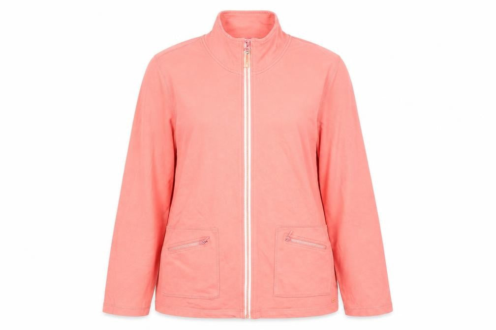Front view of Dash Women's Pink Jacket, size 14, Casual Full Zip Top