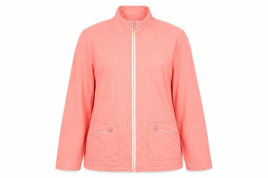 Front view of Dash Women's Pink Jacket, size 14, Casual Full Zip Top