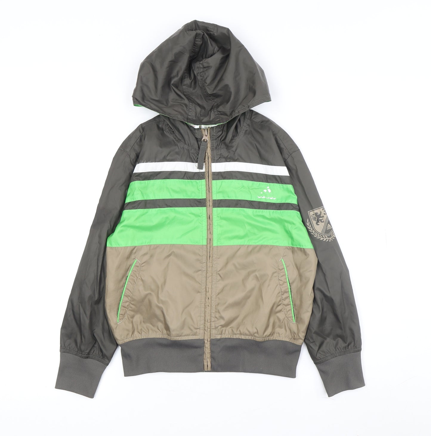 Adidas Boys Green and Brown Windbreaker Jacket 10-11 Years
