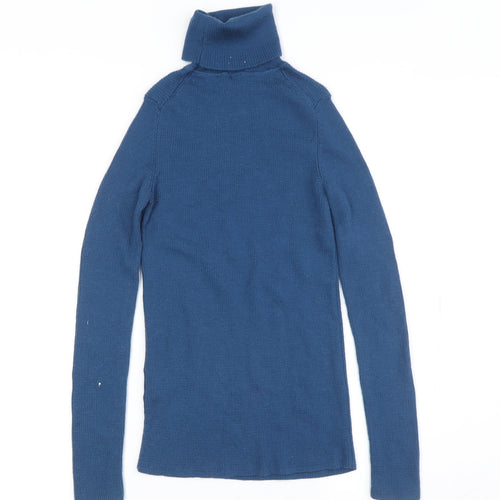 Uniqlo Women's Blue Roll Neck Wool Jumper Medium