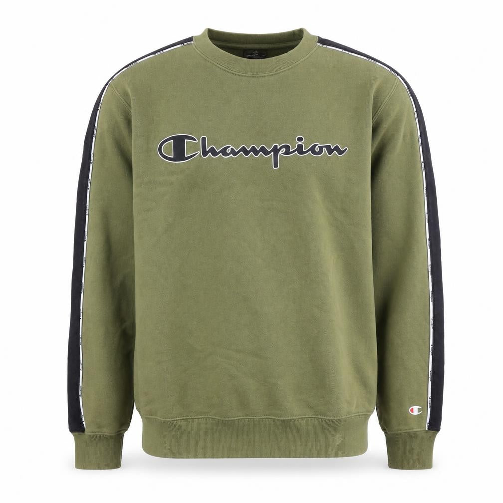 Front view of Champion Men's Green Pullover Sweatshirt S
