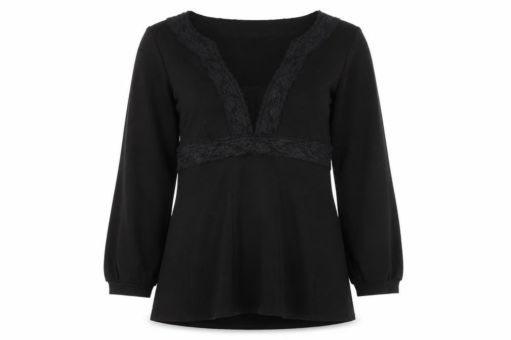 Front view of Nine West Women's Black V-Neck Knit Top XS