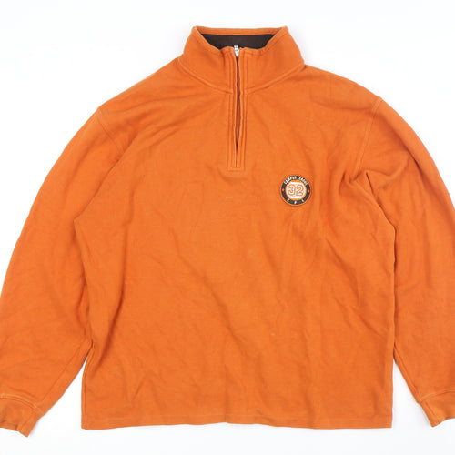 Via Cortesa Men's Orange 1/2 Zip Sweatshirt, L, Logo Knit