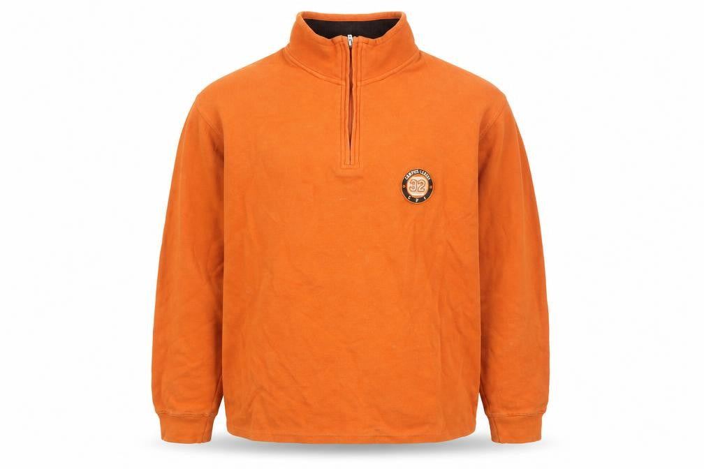 Via Cortesa Men's Orange 1/2 Zip Sweatshirt, L, Logo Knit