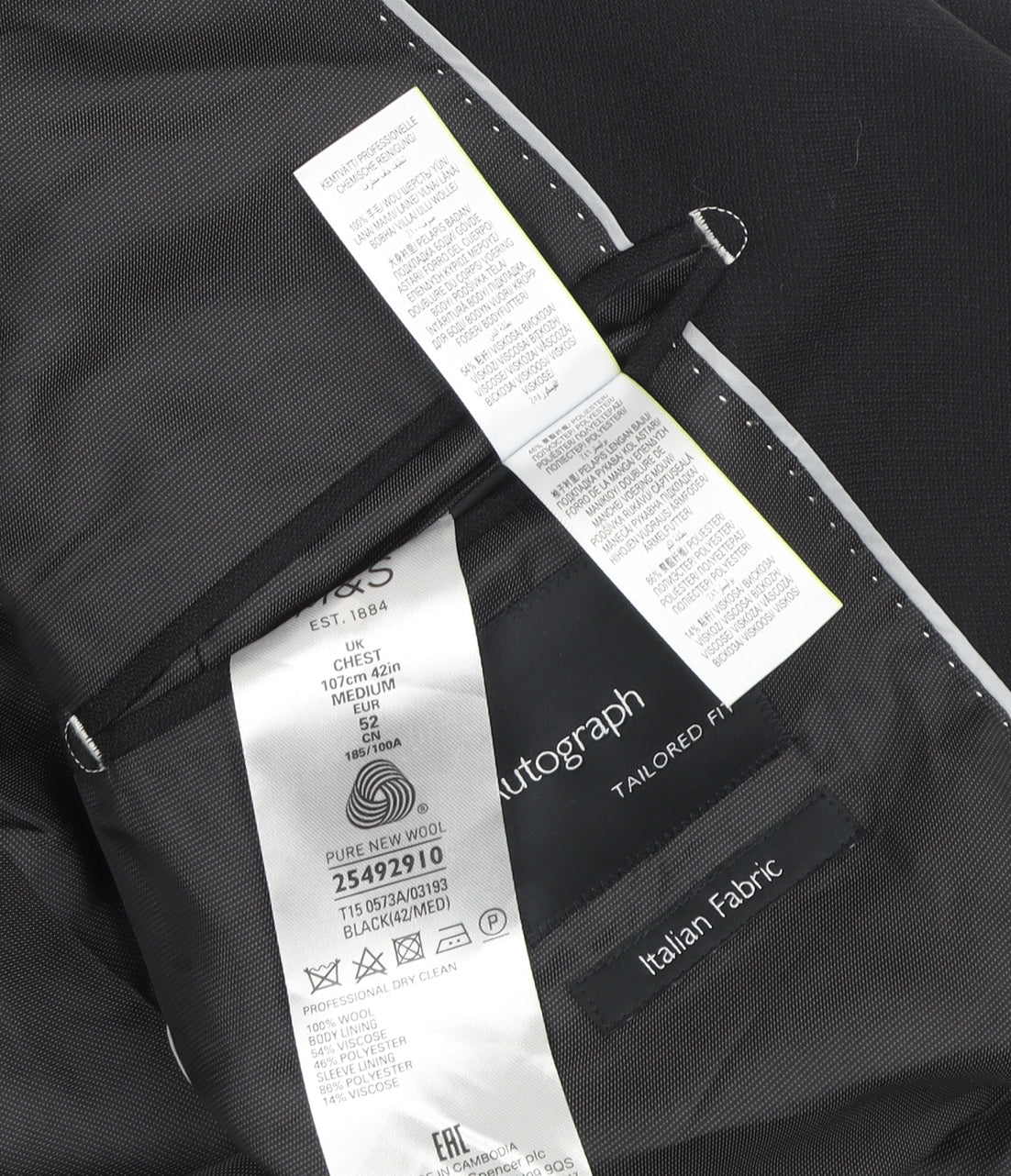 Marks and Spencer Men's Black Suit Jacket Size 42R