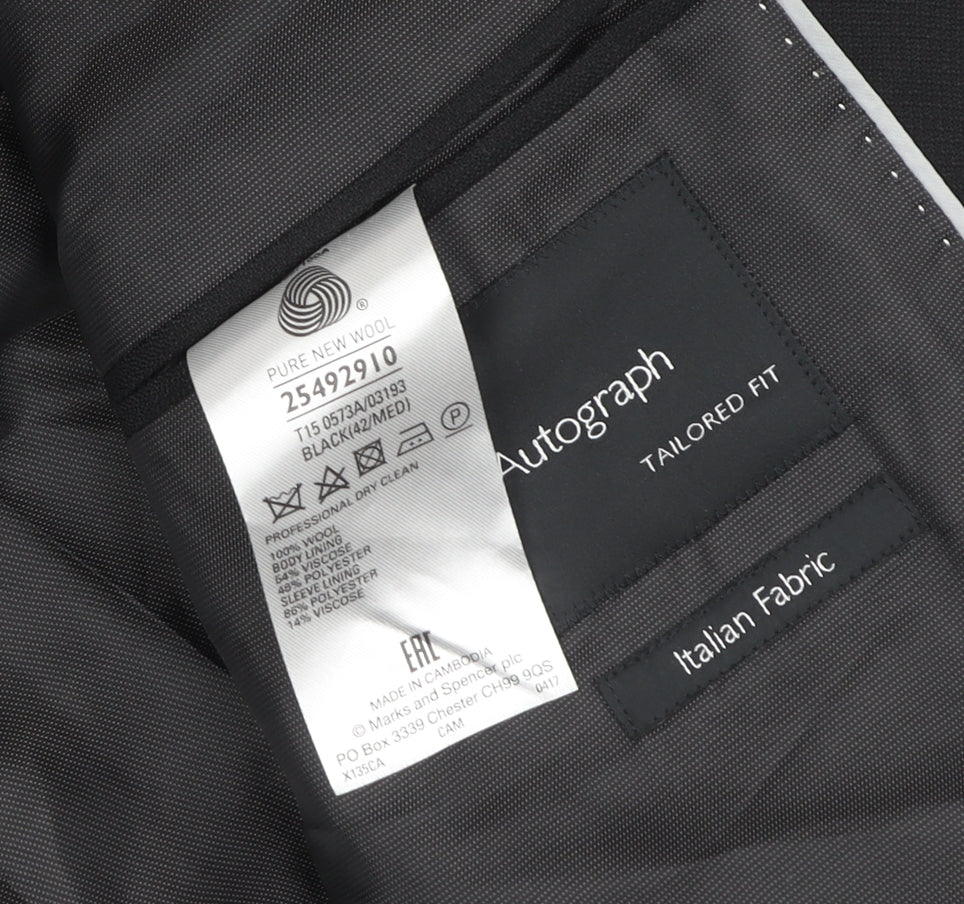 Marks and Spencer Men's Black Suit Jacket Size 42R