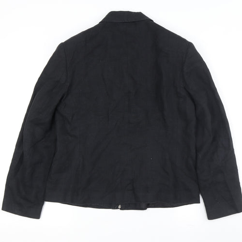 Paul Berman Women's Black Linen Jacket, Size 14, Full Zip