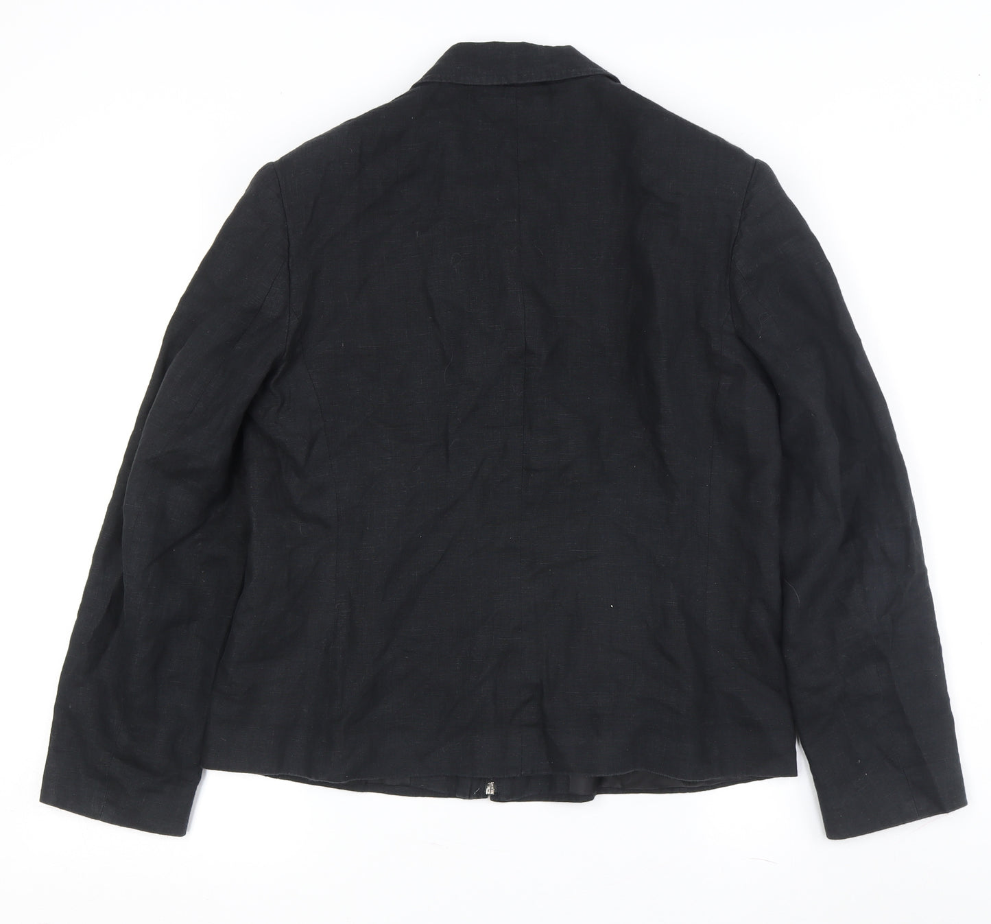 Paul Berman Women's Black Linen Jacket, Size 14, Full Zip