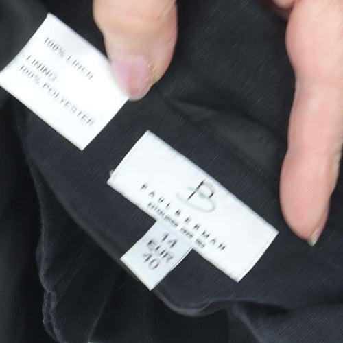 Paul Berman Women's Black Linen Jacket, Size 14, Full Zip
