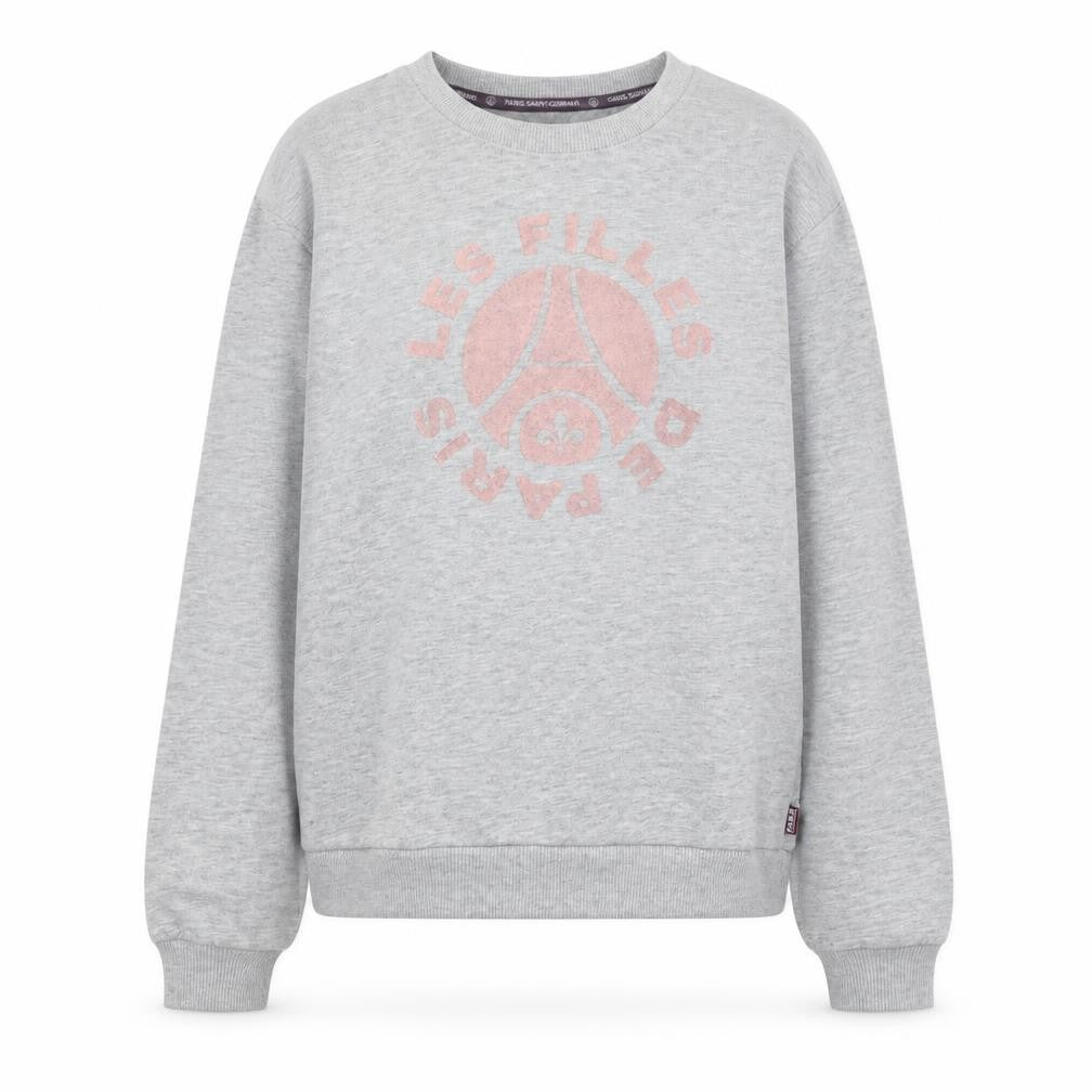 Front view of Paris Saint-Germain Grey unisex logo sweatshirt m pullover