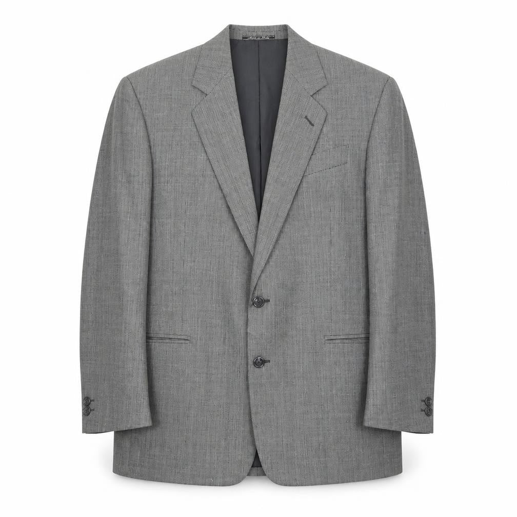 Front view of Red's Collection Men's Grey Check Blazer, Single-Breasted 46R