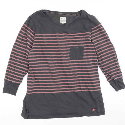 Marlonay Women's Grey Striped T-Shirt Size 16