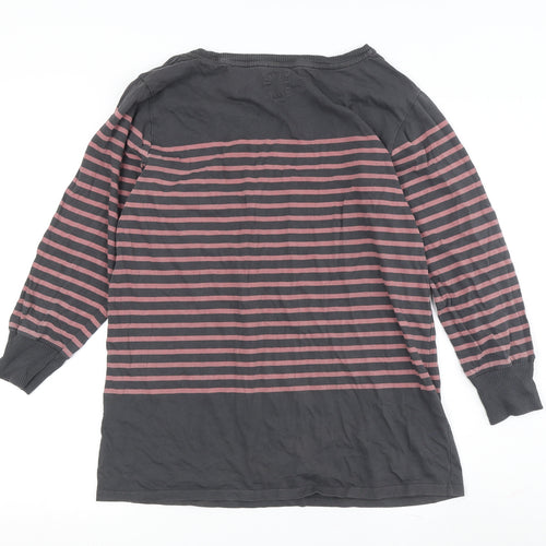 Marlonay Women's Grey Striped T-Shirt Size 16