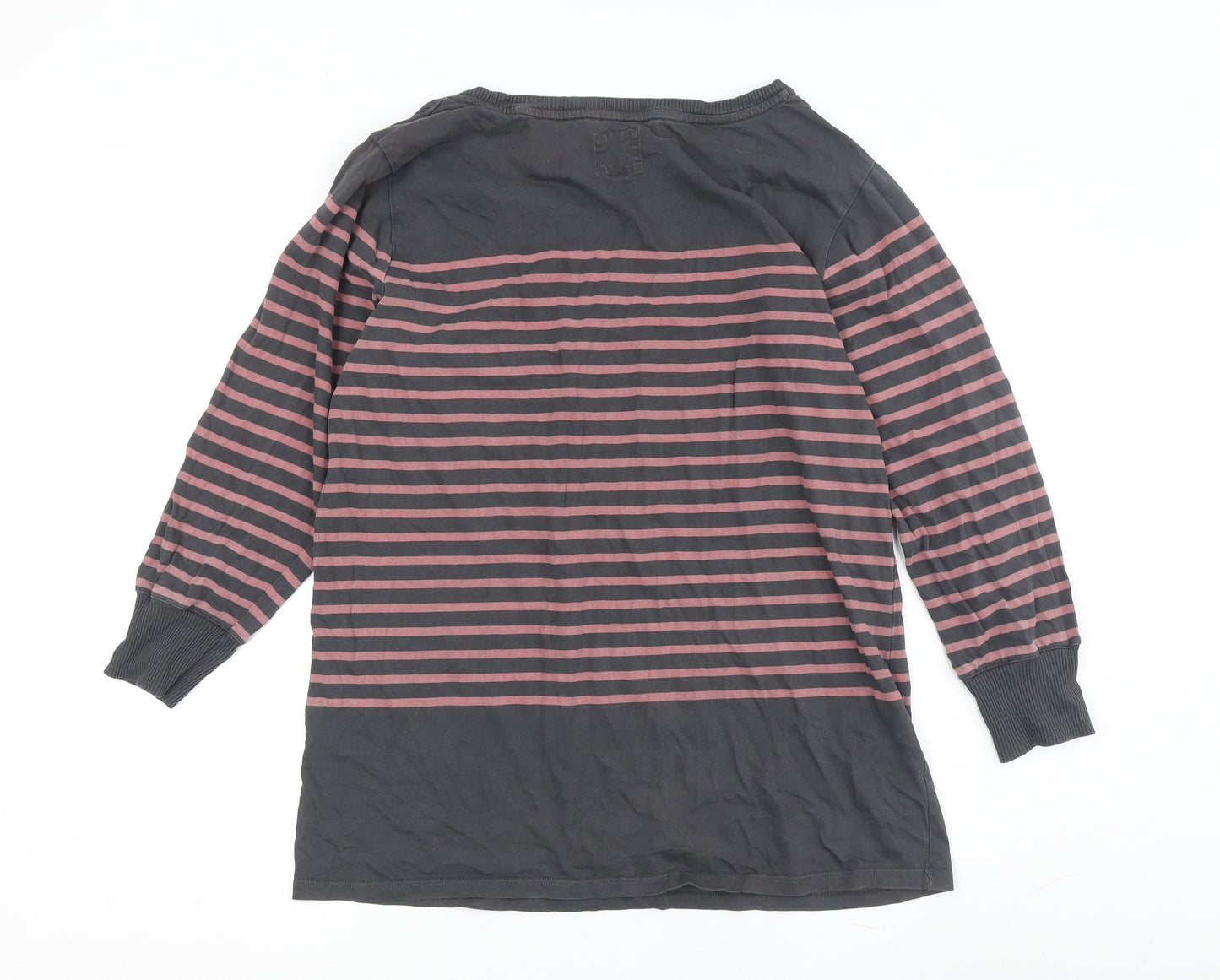 Marlonay Women's Grey Striped T-Shirt Size 16