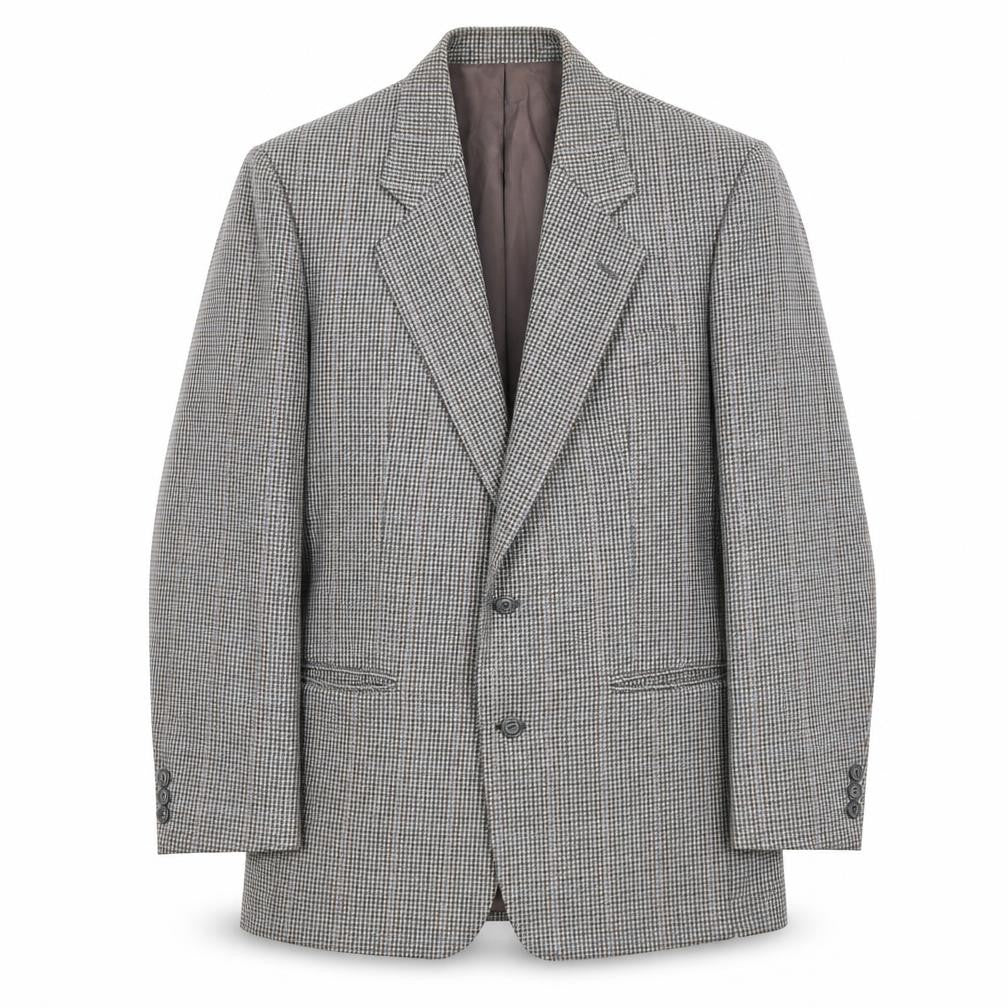 Front view of Brook Taverner Men's Grey Check Blazer, size 38, Good Condition