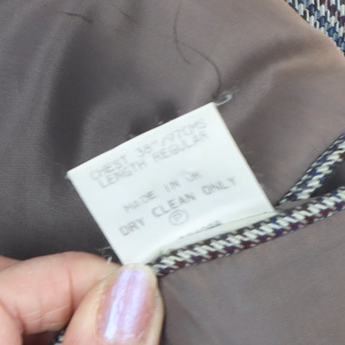 Brook Taverner Men's Grey Check Blazer, Size 38, Good Condition