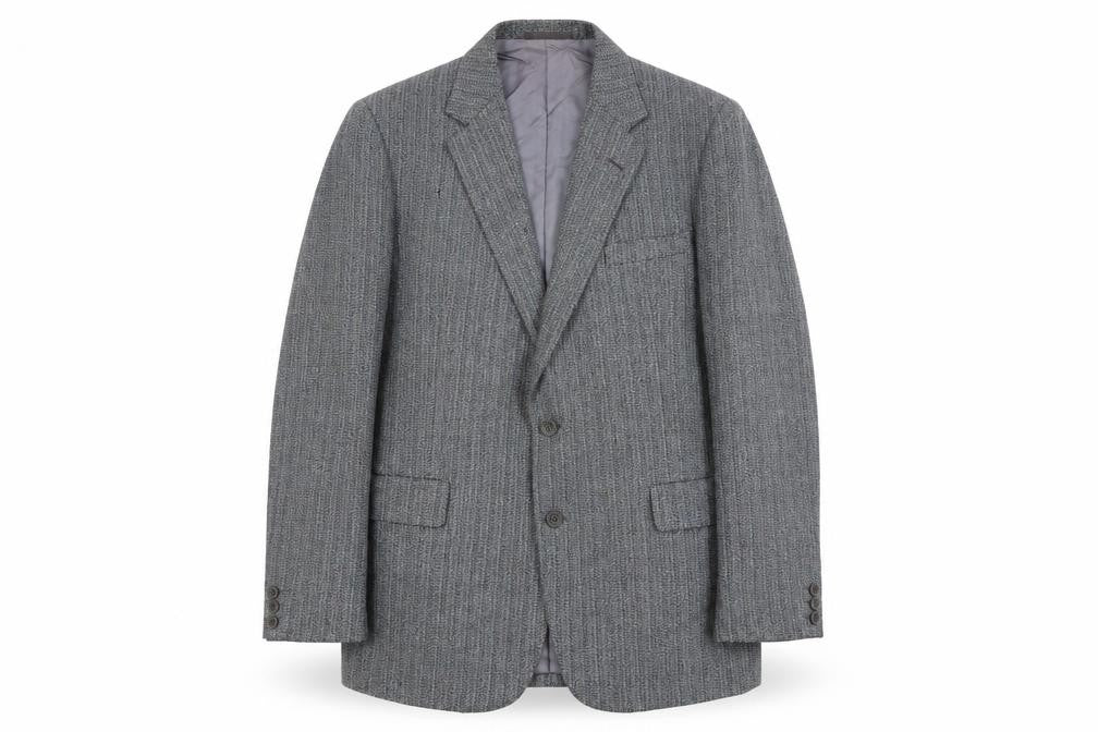 Front view of Chester Barrie Men's Grey Herringbone Blazer, size 44R