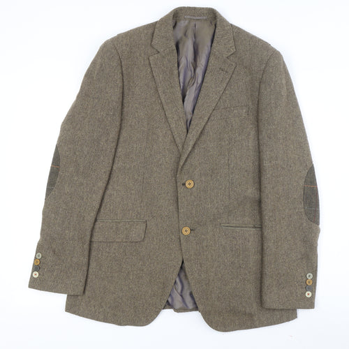 Feraud Men's Brown Wool Blazer, Size 40R, Single-Breasted