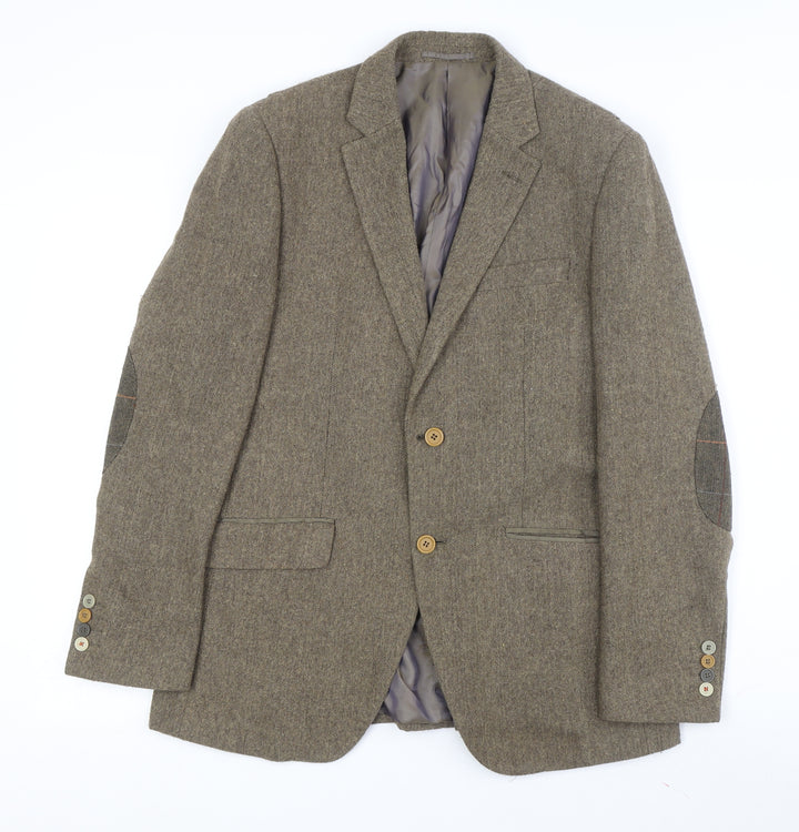 Feraud Men's Brown Wool Blazer, Size 40R, Single-Breasted