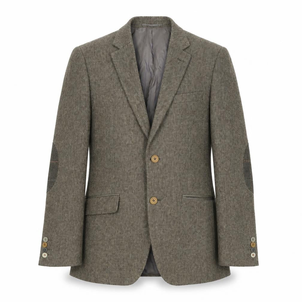 Front view of Feraud Men's Brown Wool Blazer, size 40R, Single-Breasted