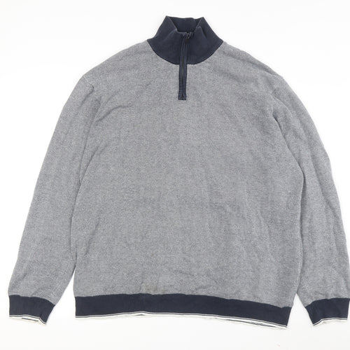 Marks and Spencer Men's Grey 1/2 Zip Knit Jumper XL