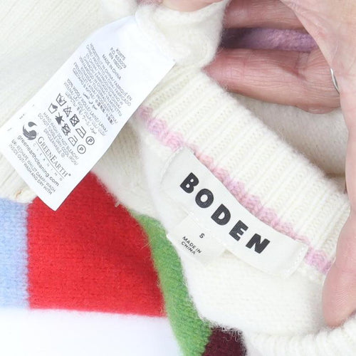 Boden Women's Ivory Multicoloured Pullover Jumper, Size S