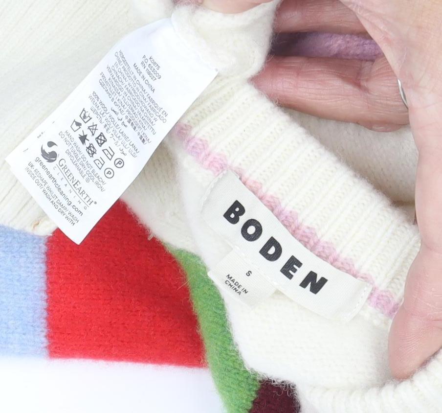 Boden Women's Ivory Multicoloured Pullover Jumper, Size S