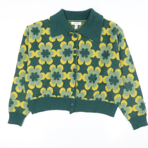 Wild Flower Women's Green Yellow Floral Cardigan S