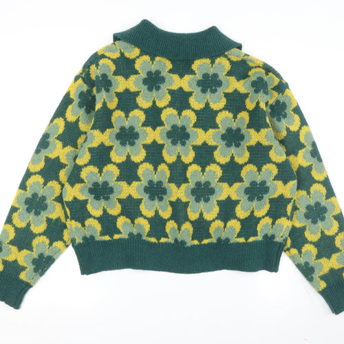 Wild Flower Women's Green Yellow Floral Cardigan S