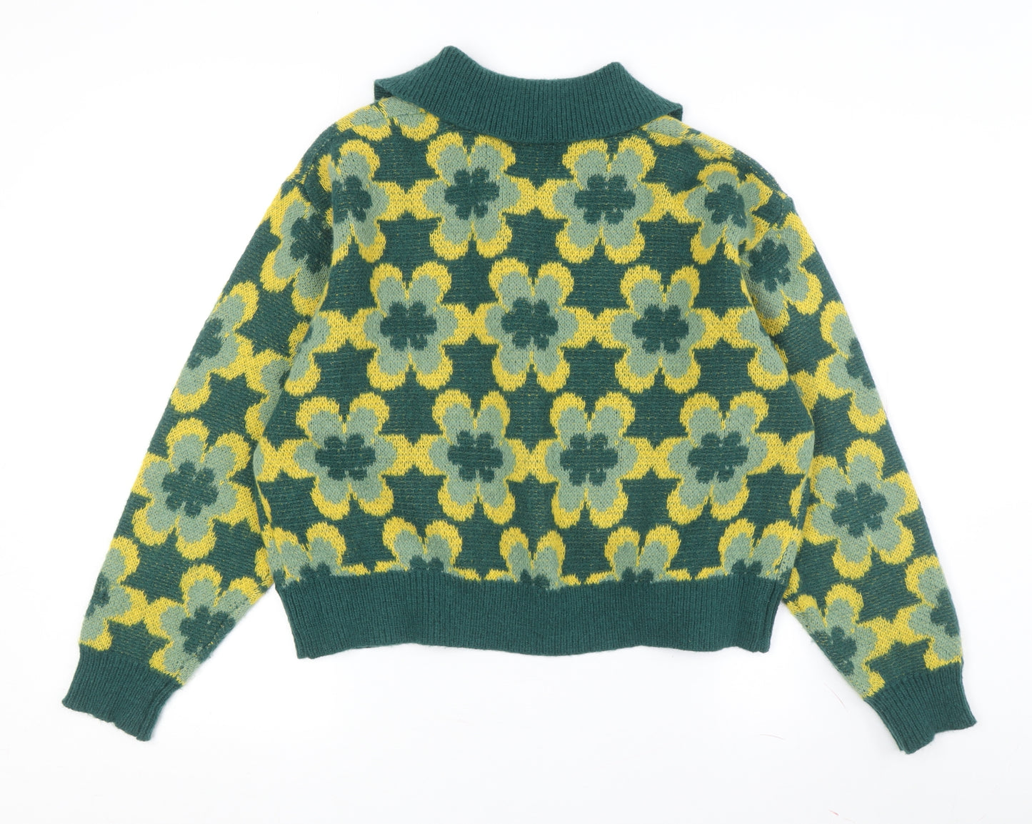 Wild Flower Women's Green Yellow Floral Cardigan S