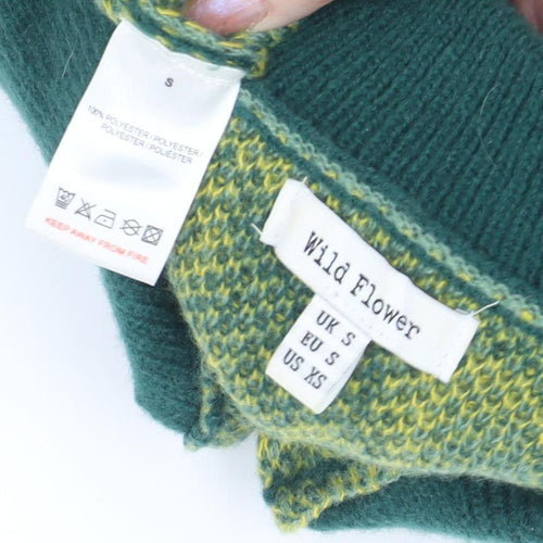 Wild Flower Women's Green Yellow Floral Cardigan S