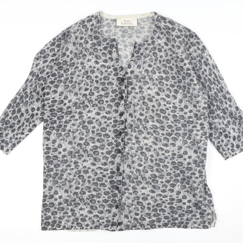 Ann Harvey Women's Grey Animal Print Cardigan, Size 16