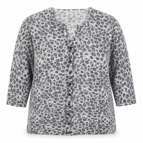 Ann Harvey Women's Grey Animal Print Cardigan, Size 16