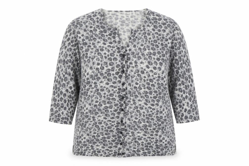 Ann Harvey Women's Grey Animal Print Cardigan, Size 16