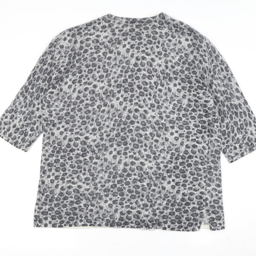 Ann Harvey Women's Grey Animal Print Cardigan, Size 16