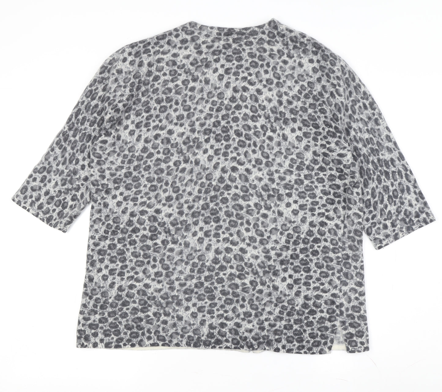 Ann Harvey Women's Grey Animal Print Cardigan, Size 16