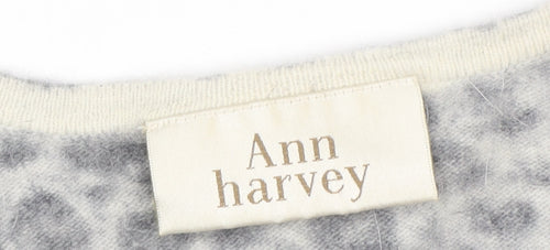 Ann Harvey Women's Grey Animal Print Cardigan, Size 16